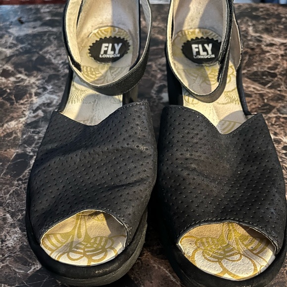 Fly London Shoes - Fly London platform Velcro ankle strap opening toed shoes